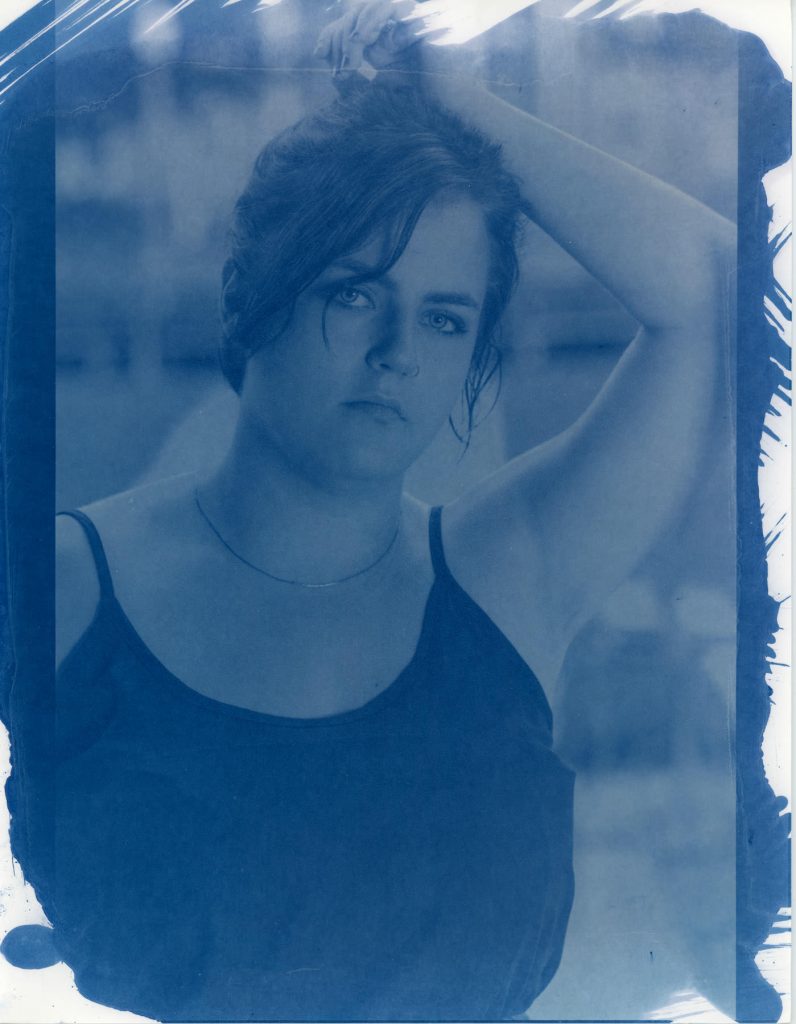cyanotype portrait of beautiful model
