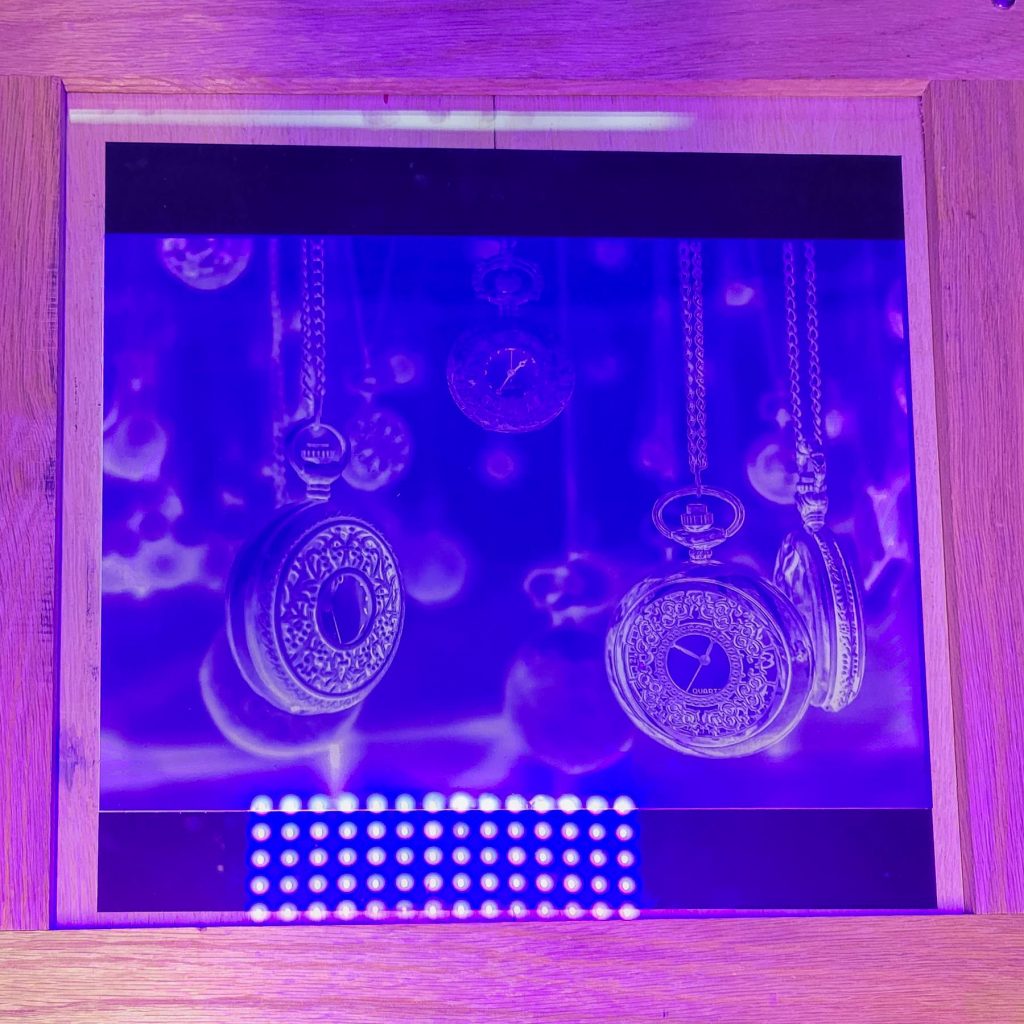 UV printing of a cyanotype using a wood print frame