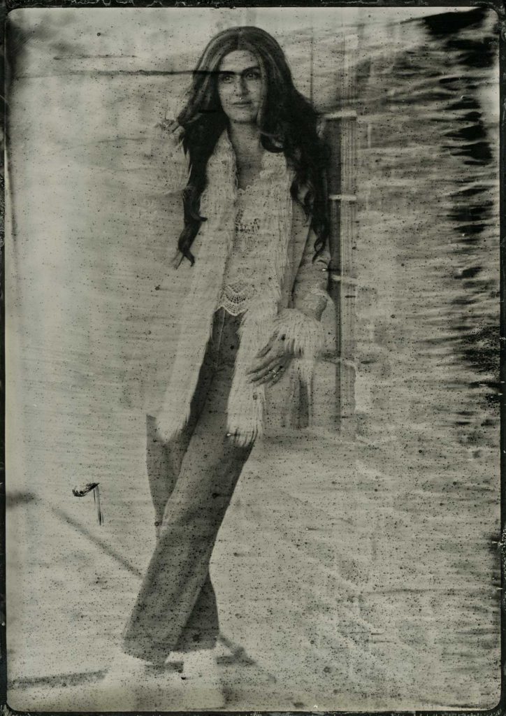 Winter Tintype portrait of a woman model in a jacket