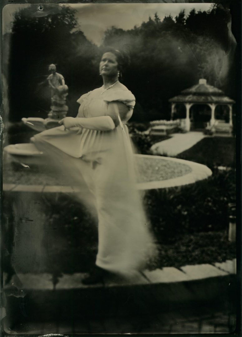 tintype portrait of woman in Victorian dress