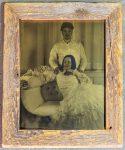 Orotone photograph of a wedding couple
