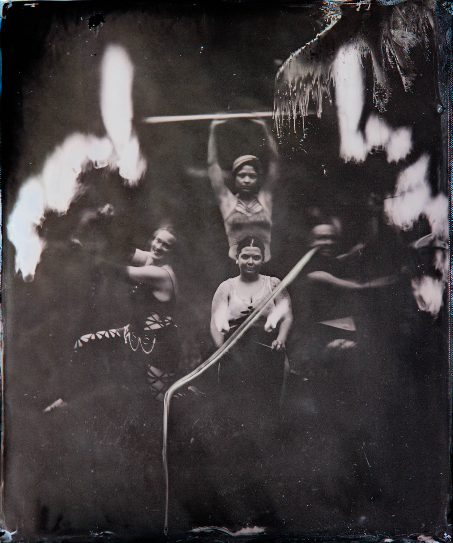 fire artists captured in a tintype photograph