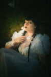 wedding model as seen through the viewfinder of a large format camera