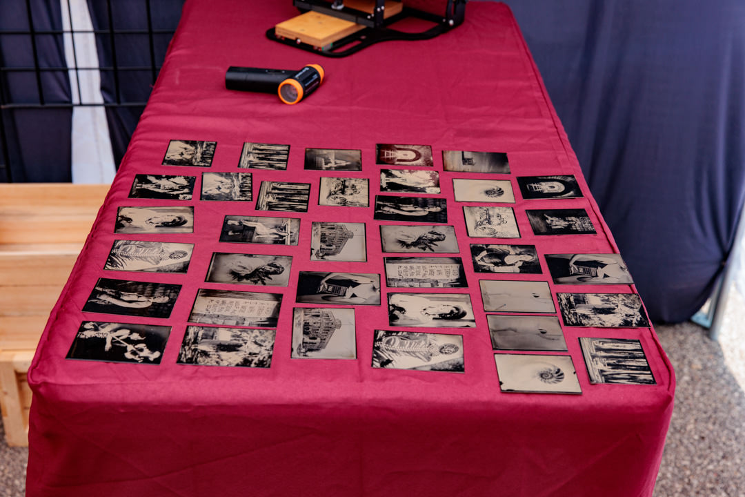 Minitintypes on a table