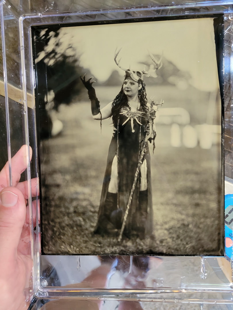 8x10 tintype in a washing tray